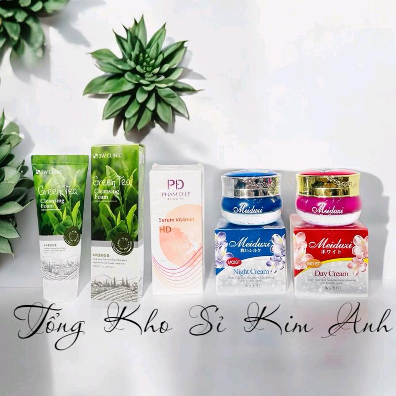 COMBO KEM FACE  MEIDUZI NGÀY _ ĐÊM _ SERUM HD PHẠM ĐIỆP VÀ SỮA RỬA MẶT TRÀ XANH 3W CLINIC