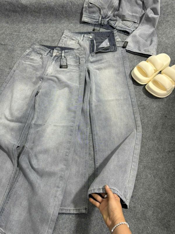 Quần Jeans Nữ Ống Suông Trơn HC98 Wax Màu Xám Đậm (Dài 103cm) - Grey Jeans V2 - 1059 - Ong, Women Pants 8