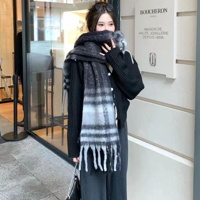 Khăn quoàng cổ khăn choàng đen trắng họa tiết dây thừng TA Store K65 họa tiết caro tua rua 2025 Quàng Cổ Len