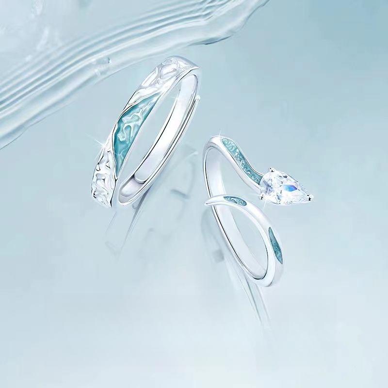 Product Introduction of ​「Beloved Choice」Iceland Snake-shaped Couple Blue Rings, INS-style Light Luxury Niche Design, Dynamic and Eye-catching Snake Rings, Romantic Choice to Gift Your Girlfriend. 2