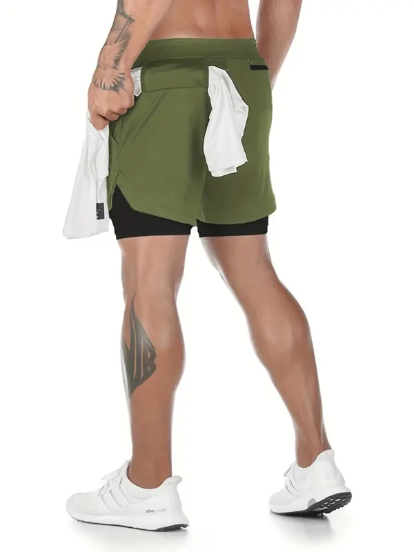 Men's Solid Color / Colorblock 2 in 1 Drawstring Waist Shorts, Regular Fit Casual Comfy Breathable Shorts for Summer, Men's Bottoms for Daily Wear 3