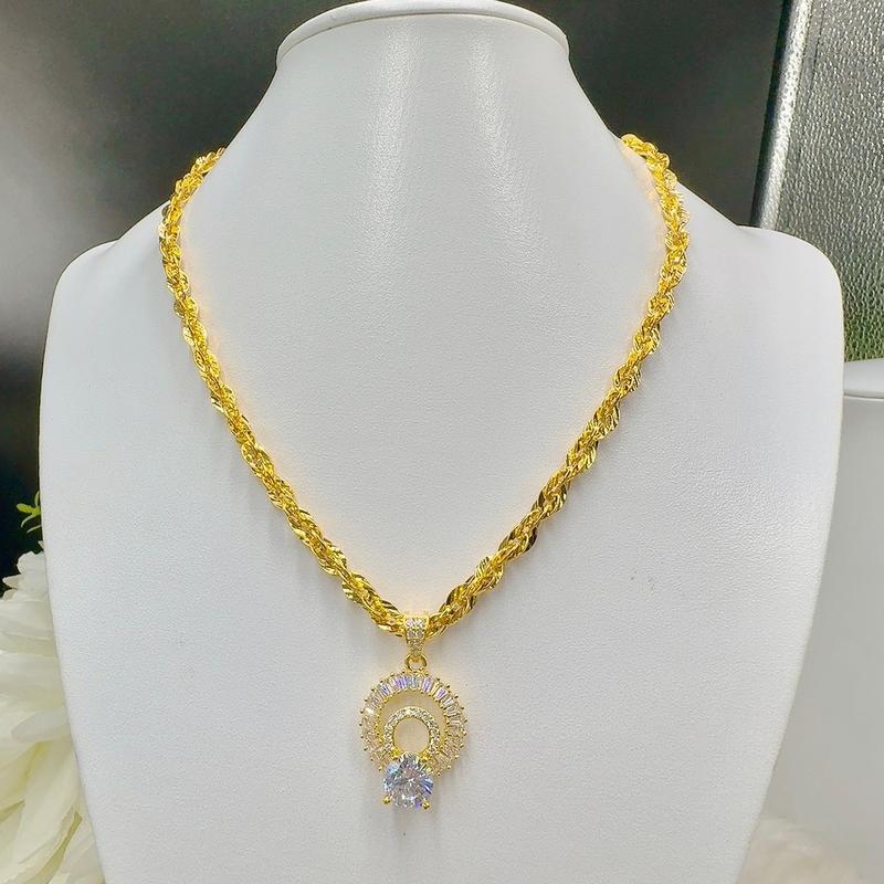 Dây chuyền nữ xoắn vàng 3 chỉ kèm mặt c2