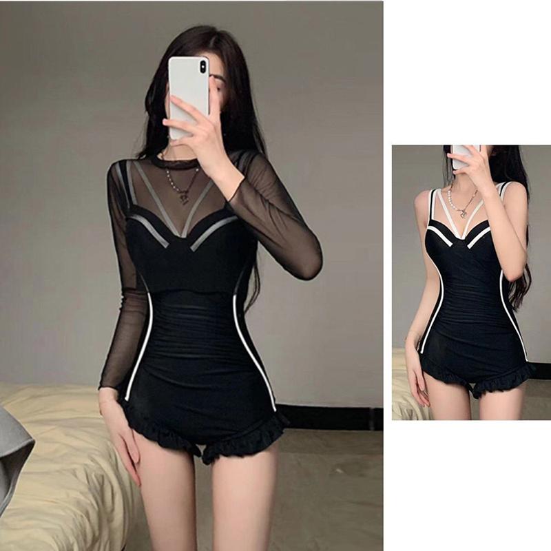  Đồ bơi 1 mảnh kèm áo ren mặc ngoài đi biển thời trang phong cách gợi cảm 
