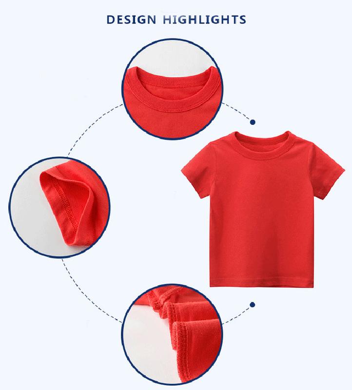 Product Introduction of Kids Plain T Shirt Tops for Child Boys Girls Baby Toddler Solid Blank Cotton Clothes White Black Children Summer Tees 1-8 Years 59