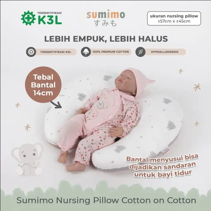 Sumimo - Nursing Pillow Cotton on Cotton / Bantal menyusui / Bansui / Bantal Bayi Karakter / Sofa Bayi
