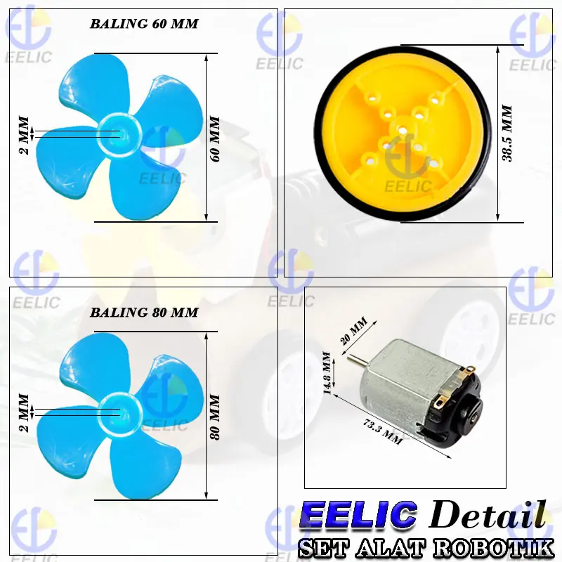 EELIC BBL-3BL 8CM Baling tiga Bilah Digunakan Untuk Alat Robotik dan bisa di pakai untuk layang layang baling 2
