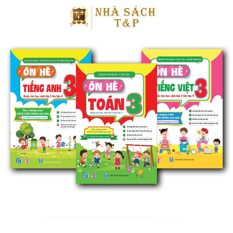 Sách - Combo Ôn Tập Hè Dành cho học sinh lớp 3 lên lớp 4 theo Chương Trình Mới - Toán, Tiếng Việt và Tiếng Anh (3 cuốn)