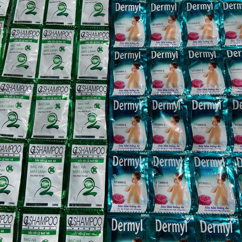  Combo 220 gói sữa tắm Dermyl và gội bạc hà Dưỡng Da Body 