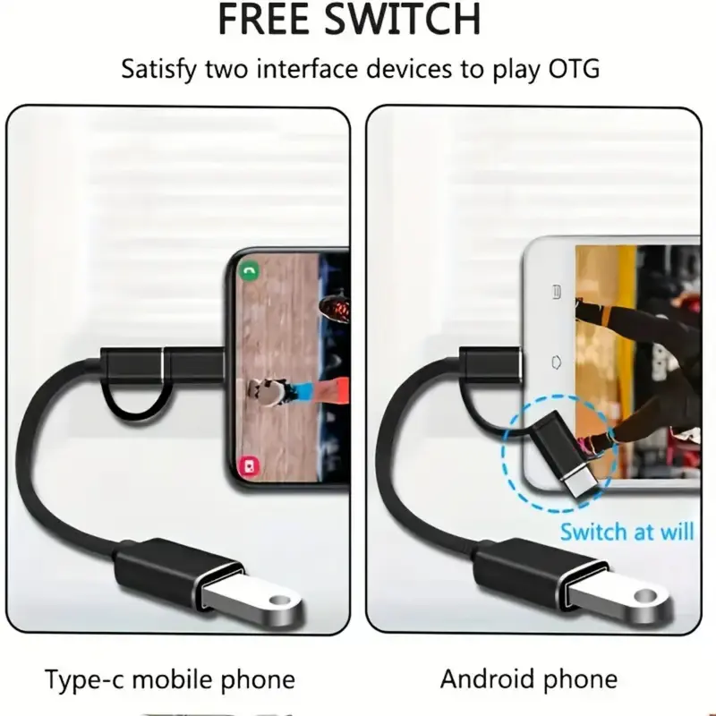 Cáp Bộ Chuyển Đổi USB OTG, Thiết Kế 2 Trong 1, Bộ Chuyển Đổi Dễ Phối Đồ Cho Nhiều Thiết Bị, Bền Và Linh Hoạt, Thích Hợp Đi Du Lịch Và Sử Dụng 3