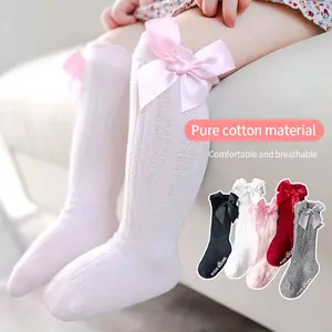 Kaos Kaki Bayi Anak Perempuan Anti Slip Panjang Selutut Pita Model Korea Katun