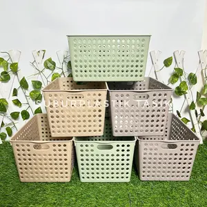 [6 pcs] Keranjang Eriko Stock Basket 262, 261, A3 | Rak Plastik Tempat Penyimpanan Serbaguna Box Organizer Multifungsi Kotak Kosmetik Peralatan Rumah Hijau Abu Coklat keranjangbajubayi
