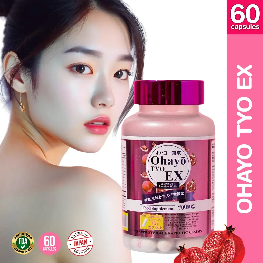 OHAYO TYO Tokyo EX Lumine White 100% MADE IN JAPAN 60 Capsules Glutathione  Collagen Vitamin C FDA - TikTok Shop Philippines