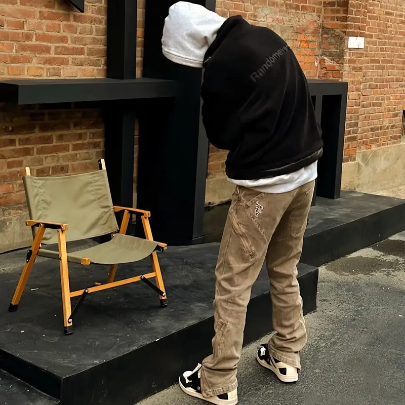 [Hàng Sẵn] Quần Kaki Nâu Phối Khoá Kéo HipHop Phong Cách Đường Phố Pants Menswear 4