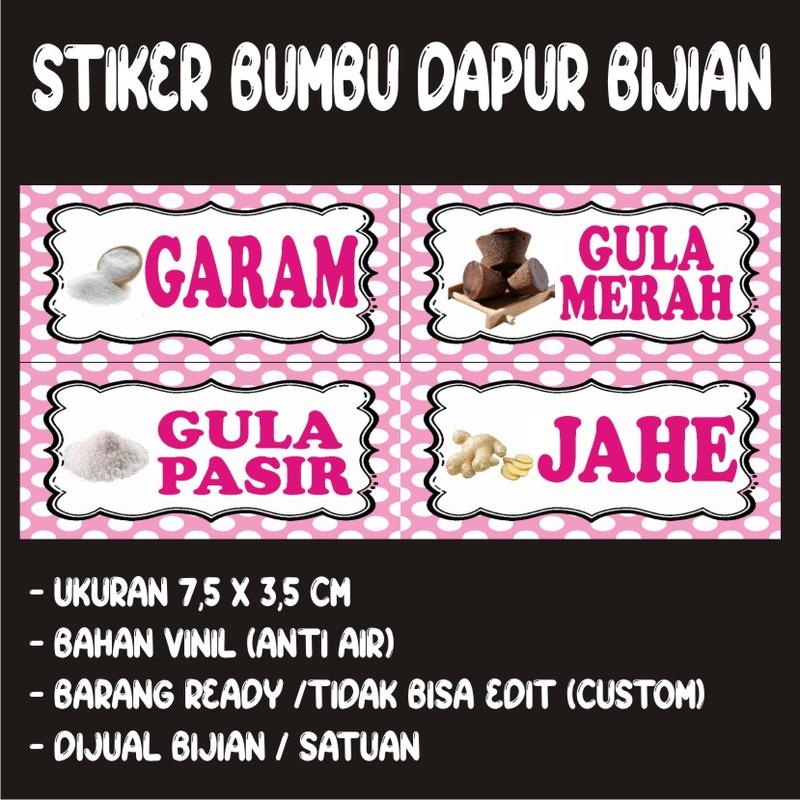 (KODE S13 ) STIKER BUMBU|LABEL BUMBU|STIKER BUMBU DAPUR|NAMA BUMBU|BUMBU DAPUR|BUMBU REMPAH|STIKER WATERPROOF|STIKER TAHAN AIR DAN MINYAK 2