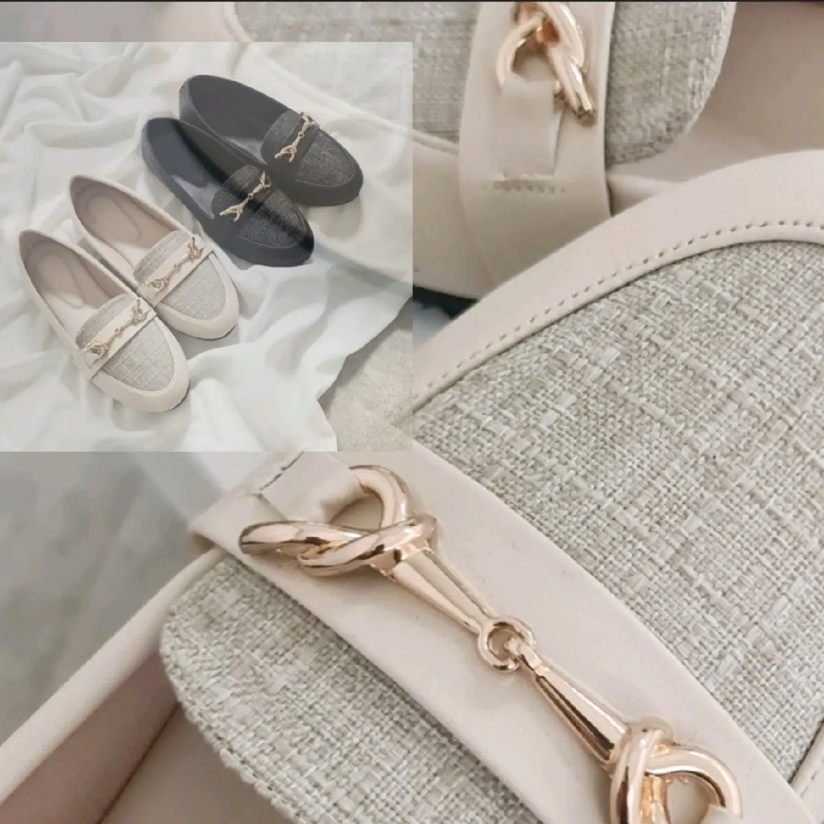 Bloomberg Montana - Sepatu Big Size Wanita Jumbo 41-45 - Flats Shoes Jumbo Black Dan Cream