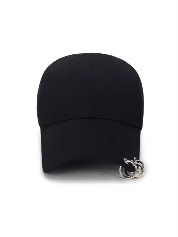 Solid Color Grommet Eyelet Design Fitted Hat, 3 Ring Decor Baseball Cap, Casual Adjustable Hat For Men & Women 3