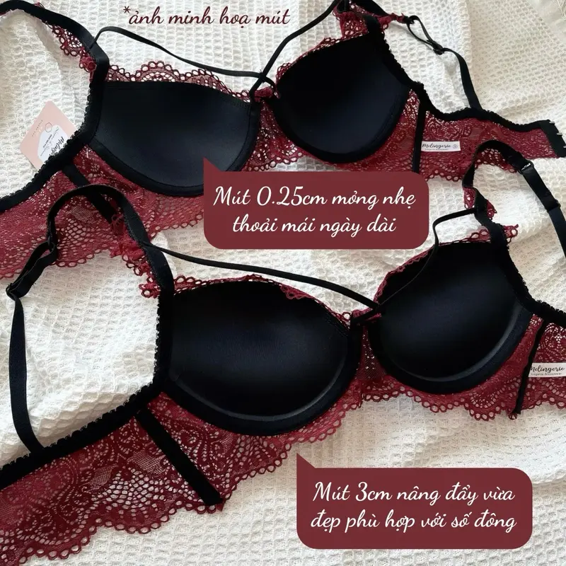 [MẪU MỚI NHẤT] Set 3 món S33 cực sexy sẵn gọng mút nâng đẩy MELINGERIE 5