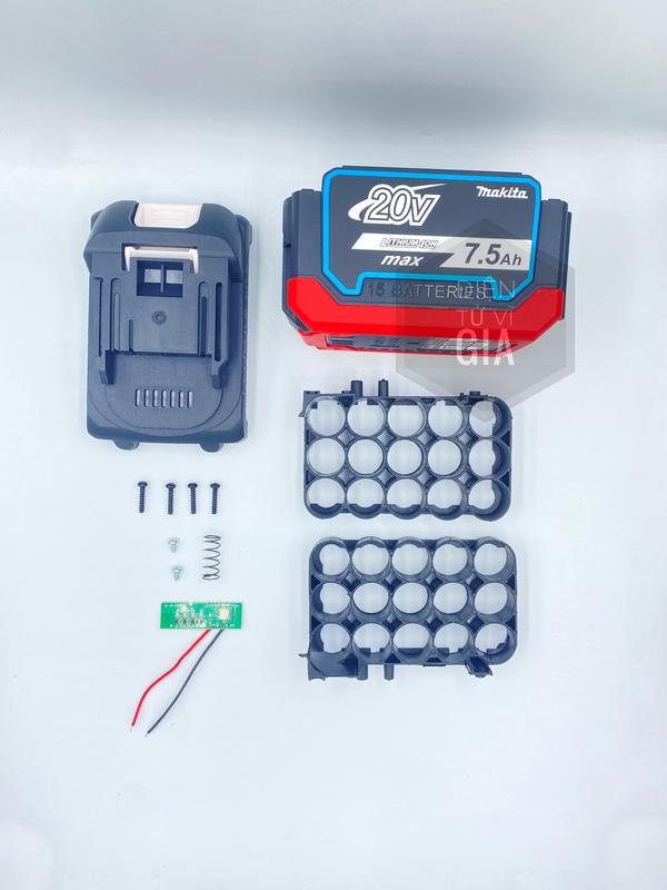 Makita Vỏ Pin 18V 3 Hàng 15 Pin 18650 Chống Sốc Kèm Ốc vít & Tem Khung 5S3P
