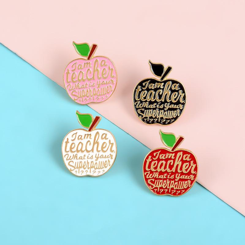 Product Introduction of Teacher's Day Gift Pin Cartoon Apple Meanning Healthy, Younth Brooch Metal Enamel Pin Fruit Badge Teacher Jewelry Gifts for Teachers Day 19