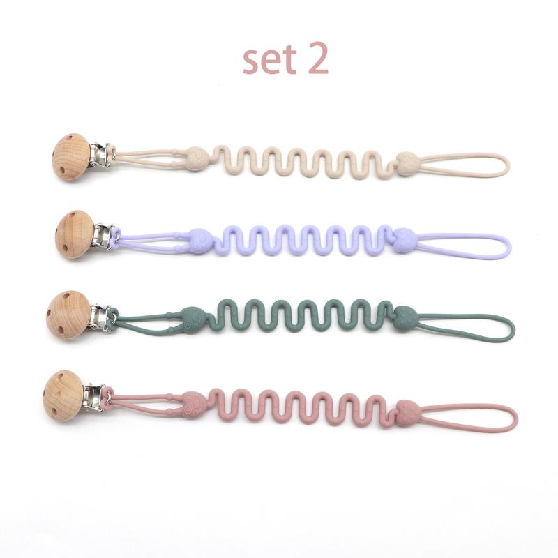 Baby Silicone Teether Chain (4 Counts/set), Anti-lost Teether Clip, Newborn Teething Toy, Teething Toys Suitable for Boys and Girls 7