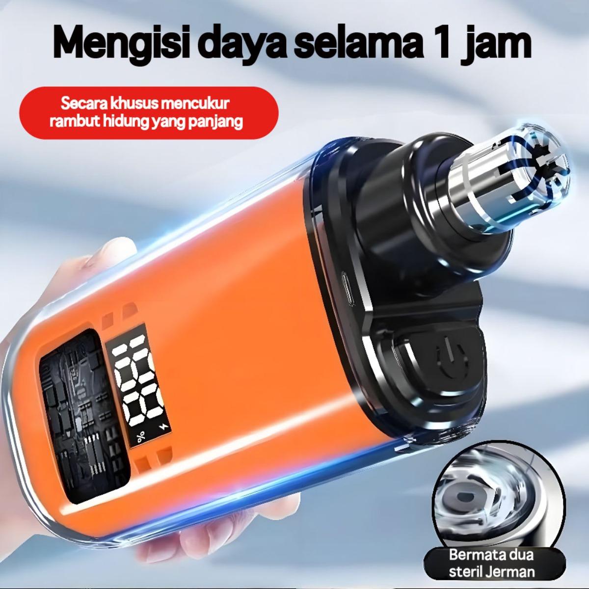 Pencukur Hidung & Telinga Elektrik - Trimmer Profesional 3-in-1, Anti Sakit dan Aman, Cocok untuk Keluarga