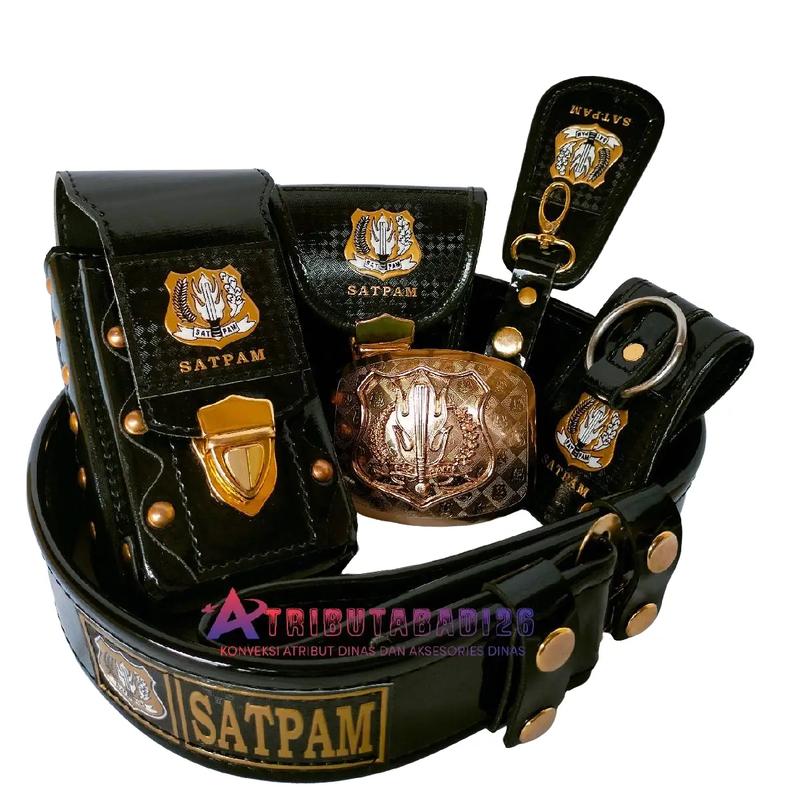 sabuk kopel set satpam /kopel set security Hitam Kulit 0
