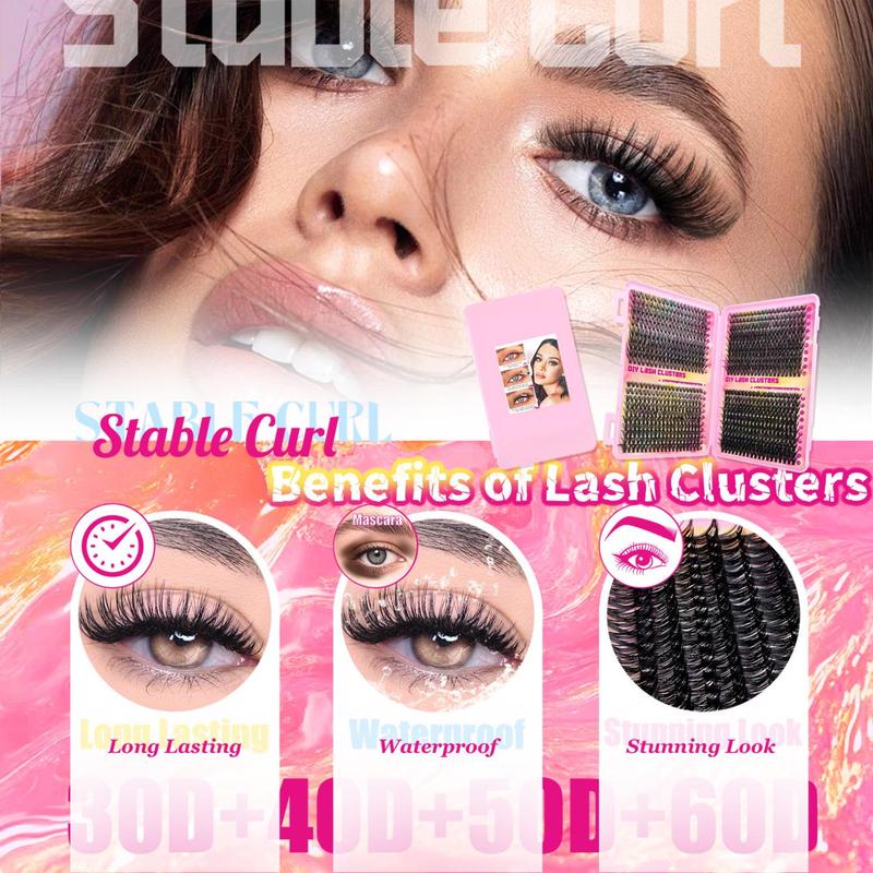 Individual False Eyelashes Kit, 1 Set Natural Look & Extra Thick & Long Lasting & Individual Eyelash Extension Kit with Tools, Makeup 5