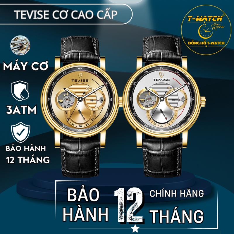  Đồng hồ cơ TEVISE Automatic Cao Cấp 5 Kim Mạ Vàng Viền Thép Chống Nước Tốt Nam Đeo tay watch Nam 