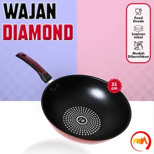 FRN Kitchenware - Panci Wajan Diamond Wok Pan Ukuran 32cm Anti Lengket