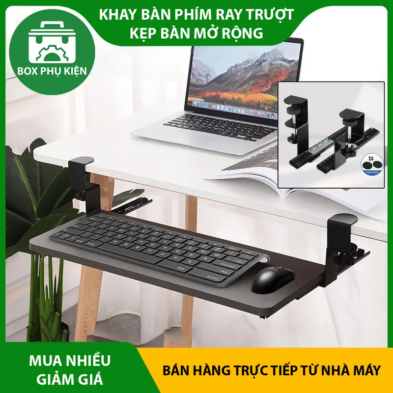 Khay Bàn Phím Trượt mở rộng, Ngăn kéo mở rộng bàn làm việc, Kẹp bàn máy tính 0