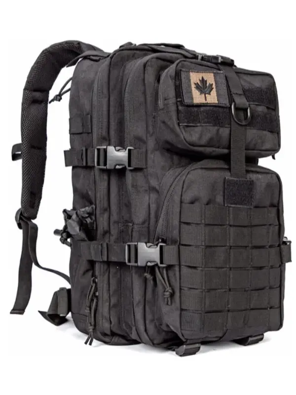 Unisex Casual Sportive Patched Design Backpack,  Minimalist Large Capacity Plain Color Release Buckle Design Backpack for Outdoor Sports 4