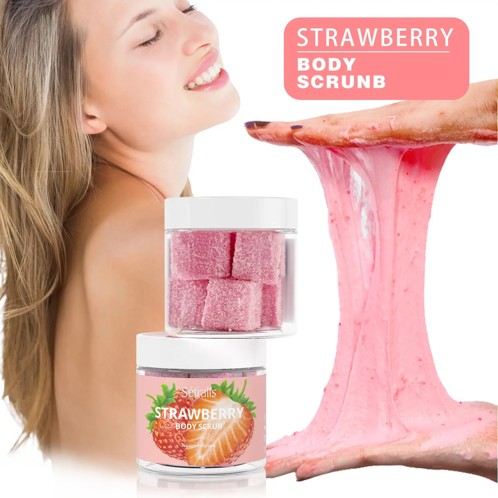 Sefralls Strawberry Body Scrub Deep cleansing Hydrating Body Scrub Sugar Scrub Moisturize Smooth Cleansing Skin 150g