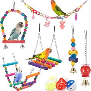 Set de juguetes para pájaros, 11 piezas/set de juguetes coloridos para pájaros, juguete para morder de pájaros, columpio para pájaros, juguete para jaula de pájaros, suministros para mascotas como loros, cacatúas, periquitos y agapornis