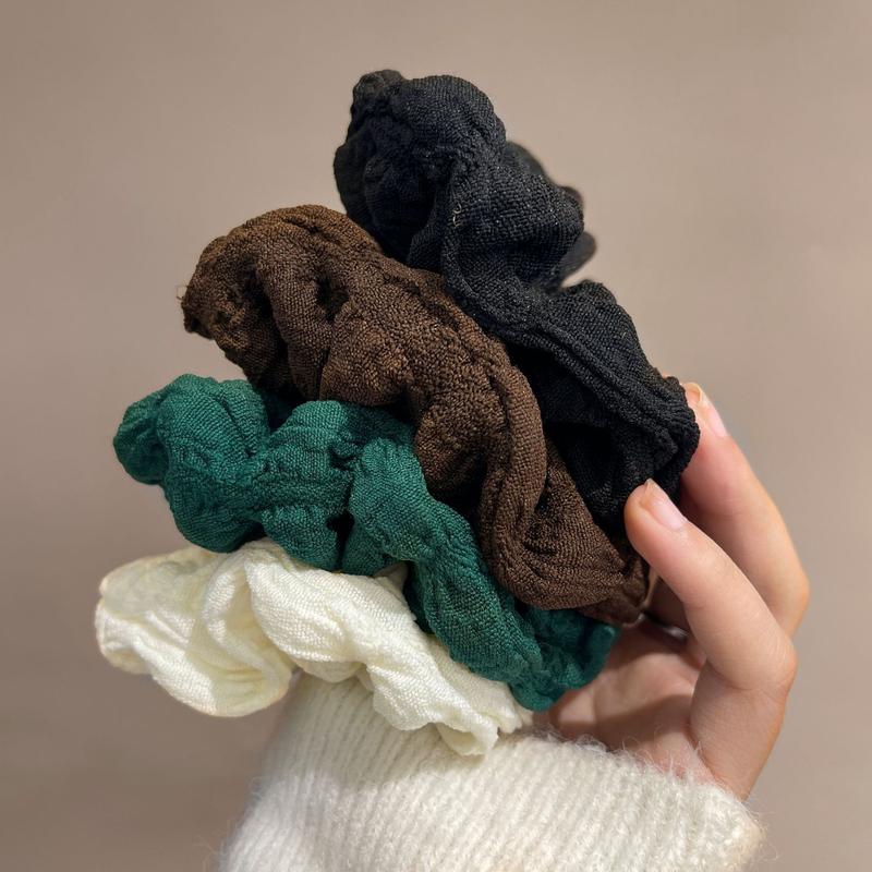 Product Introduction of Scrunchie Puff Krim, Rekaan Vintaj Ringkas, Bunga Kepala Renyuk, Tali Rambut, Gaya Sanggul, Gelang Getah, Aksesori Rambut, untuk Wanita, Baharu pada 2025 1