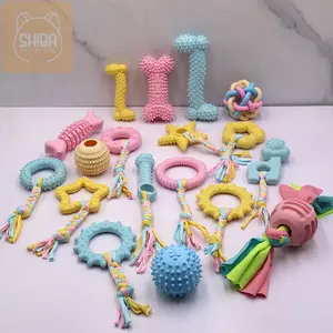 Mainan Toy Gigit Chew Pembersih Gigi Self Brushing Teeth Anjing Sedang Medium Besar Big Dog Shape Bentuk Color Warna Warni