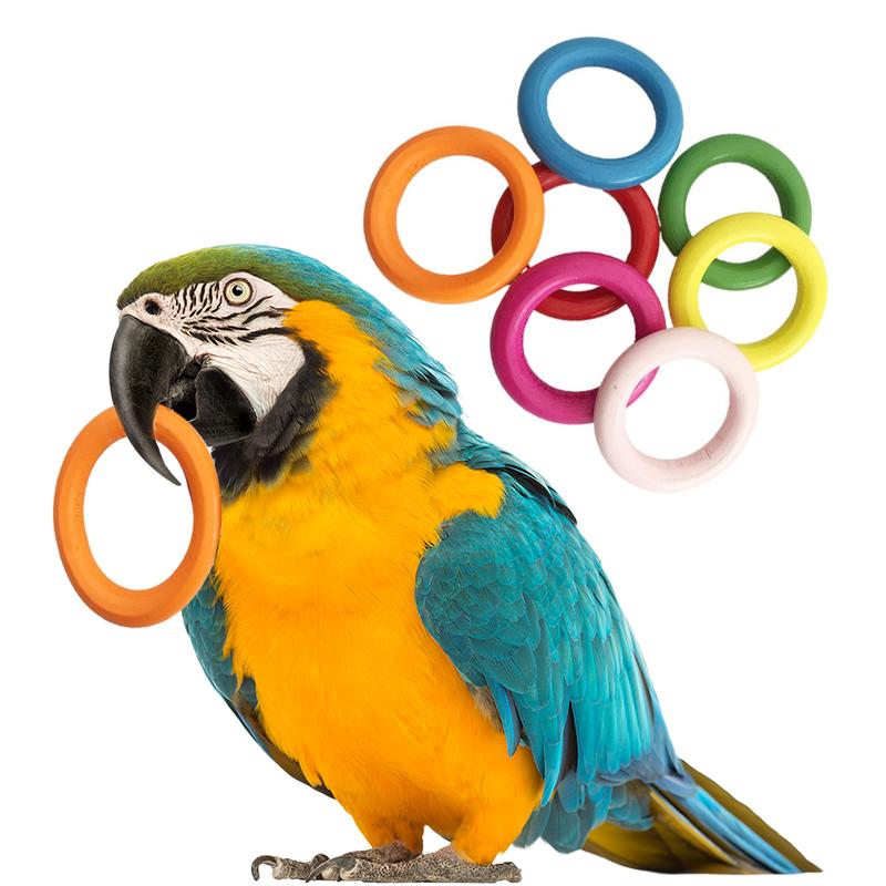 10Pcs Pet Bird Parrot Intelligence Toys Natural Wooden Ring Parrot Training Toy Chew Bite Toys For Budgies Parakeet Growth Toy Bird Supplies DIY Accessories Home Decoration #436669 5