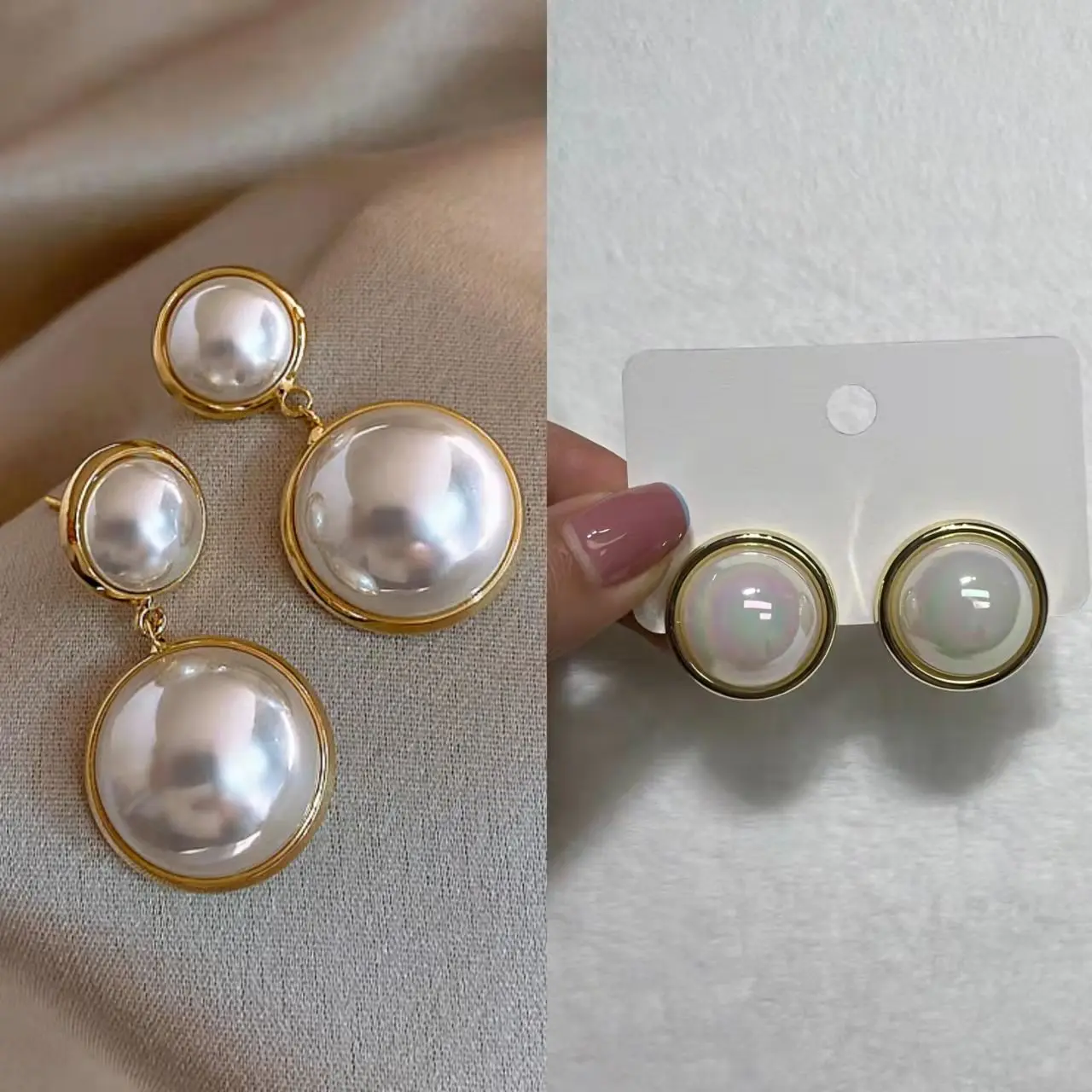 2022 New Korean Trendy Earrings Silver Needle Internet Celebrity Elegant Pearl Earrings Exaggerated Retro Hong Kong Style Stud Earrings for Women