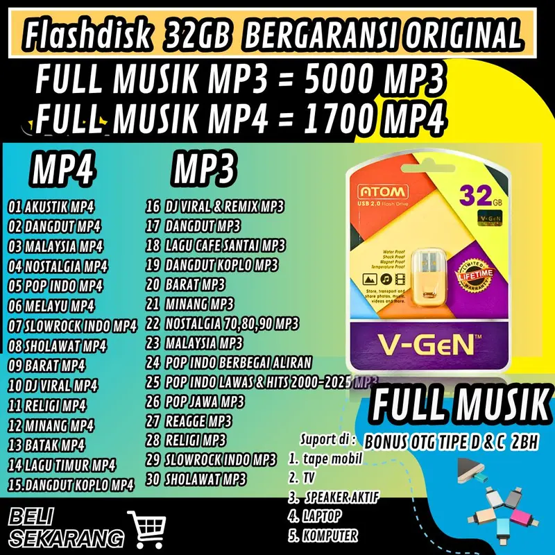 USB MUSIK FULL MP4 DAN MP3 BONUS OTG FULL ISI DJ HITS TOKTOK,DJ VIRAL,DJ MALAY,DJ REMIX,DANGDUT,POP INDO DLL flashdisk  mp4  di  mobil Lagu 2