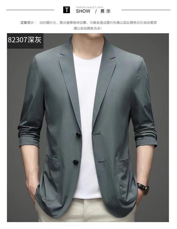 Product Introduction of Men's Ice Silk Lightweight Leisure Suit Ultra-Thin Breathable Sunscreen Top Non-Ironing Single Western Suit Jacket 7
