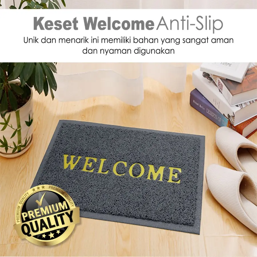 Keset Kaki Welcome Persegi Panjang Keset Kaki PVC Anti Slip