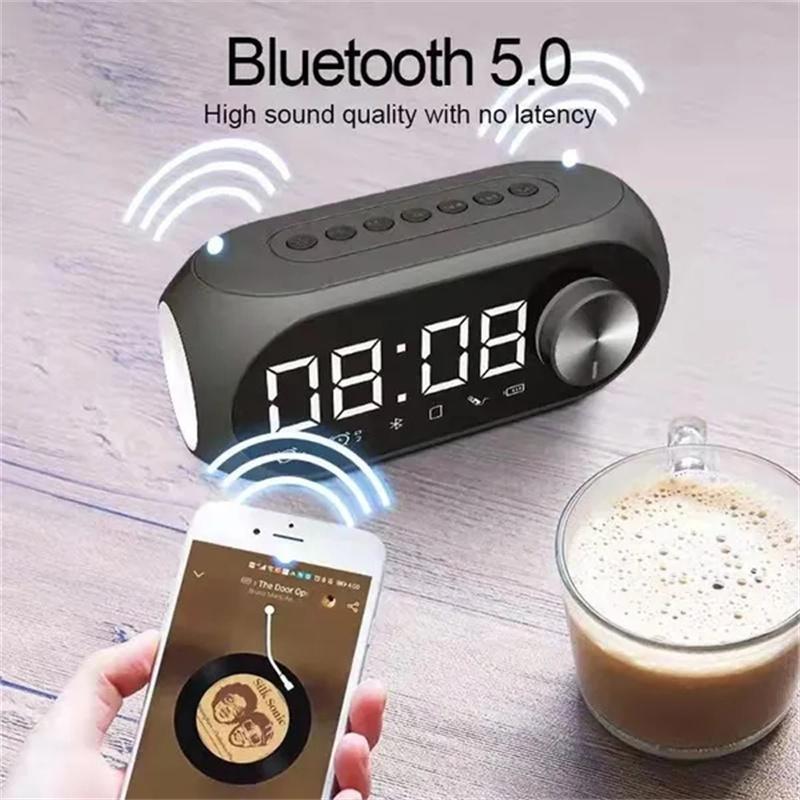 Wireless Bluetooth Speaker HD LED Display Multifunction Stereo Bass Speakers Alarm Clock FM Radio TF Card Aux Music Playback 4