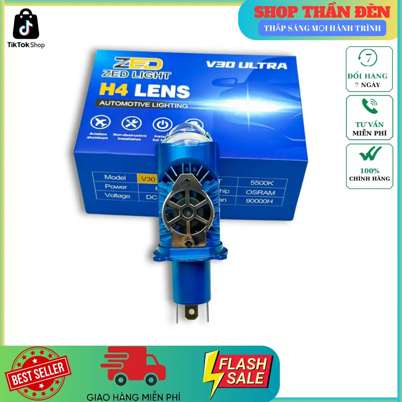 ( Tặng Hậu Audi LED ) Bi Cầu Mini V30 Ultra Bản Nâng Cấp Chân Cắm H4 Chông Chói Trợ Pha Mắt Éc New 2025 Đèn Pha Led Phụ Tùng 3