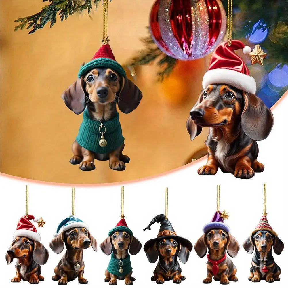 Cute Dog Design Hanging Ornament, 1 Count Cartoon Dog Hanging Pendant, Dog Figurines Car Pendant, Christmas Decoration, Xmas Gifts
