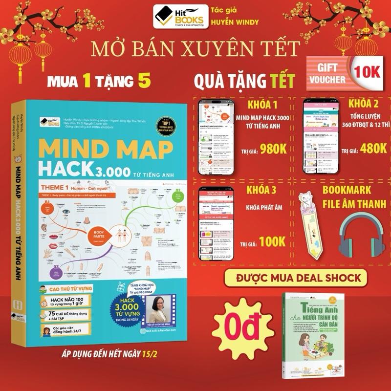 Sách MINDMAP 3000 Từ Vựng, học từ vựng theo sơ đồ tư duy Tiếng Anh KÈM KHOÁ HỌC HITBOOKS