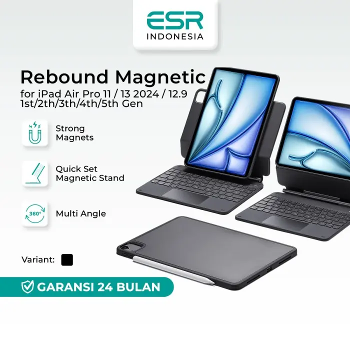 ESR Rebound Magnetic Keyboard Case 360 iPad Air Pro 11 13 2024 12.9 10.9 1st/2th/3th/4th/5th Gen Pelindung Case Casing Keyboard iPad 0