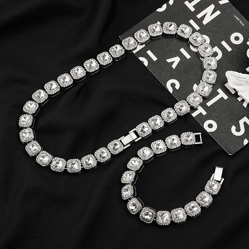  Dây chuyền Lắc tay Cuban đính đá thời trang. Vòng cổ Vòng tay Cuban đính đá sang trọng phong cách hiphop cá tính Trang Sức 