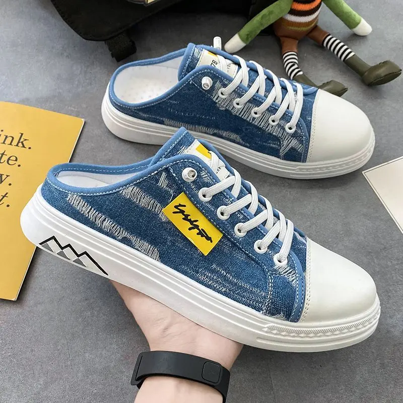 Giày Nam, Hàng Mới Về, Phong Cách Mùa Hè, Thoáng Khí, Dép Lười Nửa, Thời Trang, Giày Denim, Dễ Phối Đồ, Giày Lười, Giày Vải Lofter, Dành Cho Nam Giới