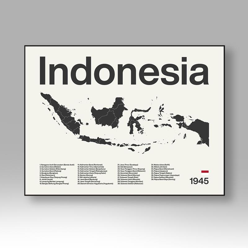 Poster + Frame Peta Indonesia - Hiasan Dinding Wall Decor Frameblock ...
