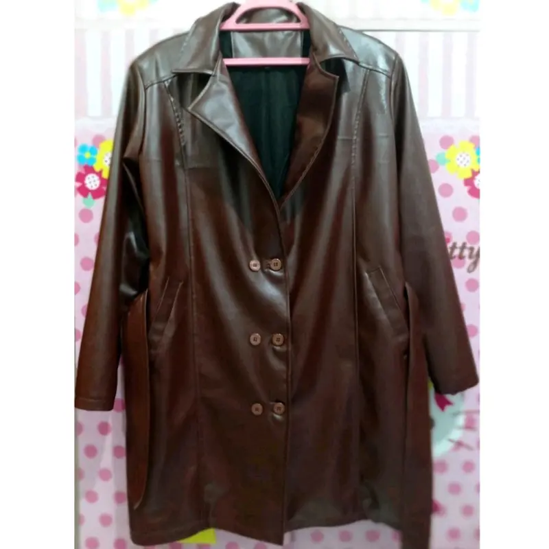 jaket semi kulit wanita/jaket semi jubah wanita/blazer wanita/jaket gaya korea Musim dingin 2