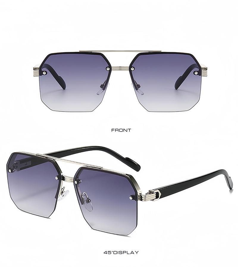 Product Introduction of Sunglasses 2024 new model for boys, with a big face and slim appearance while driving. Advanced UV resistant half frame sunglasses with a square frame 16